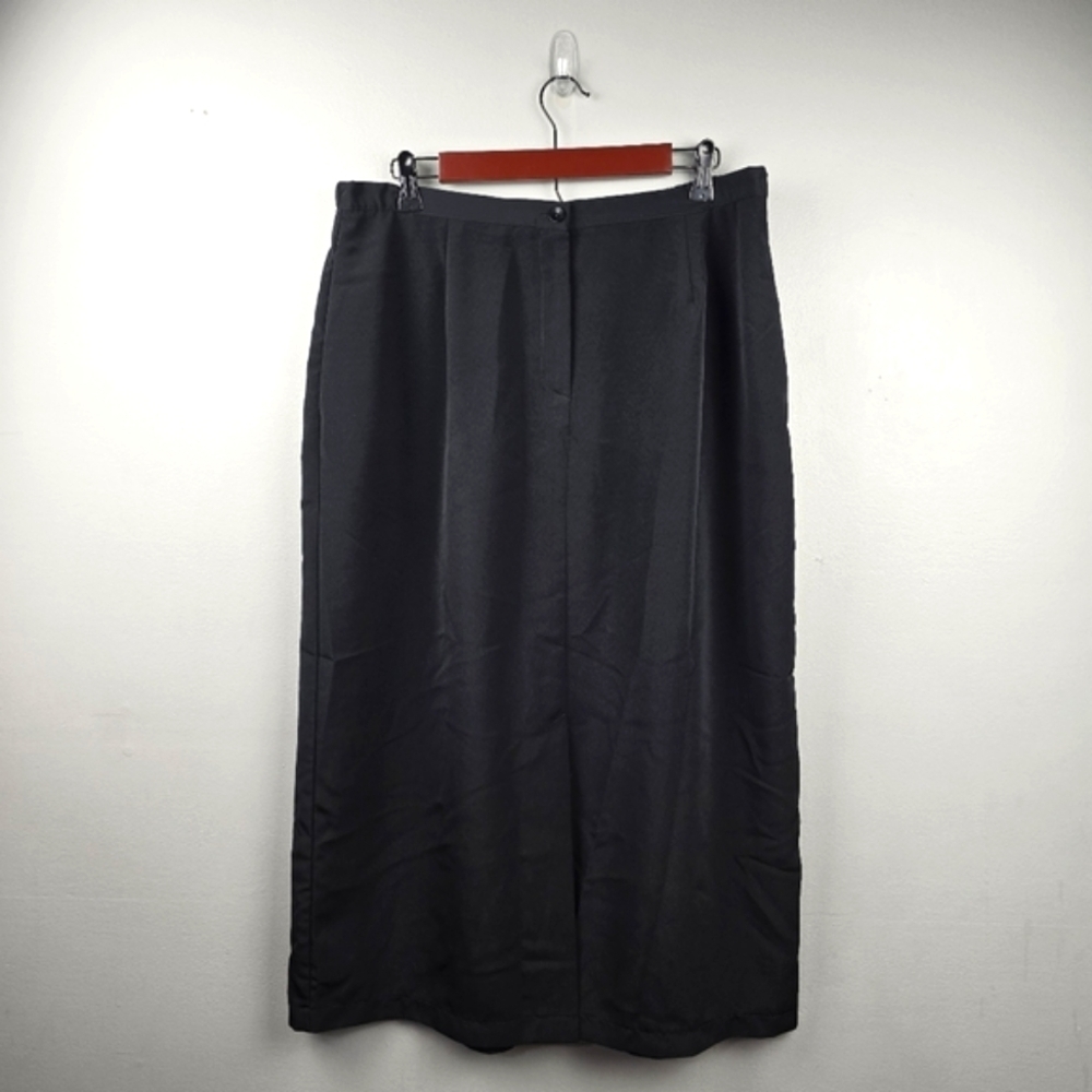 SUSAN GRAVER Chic Midi Skirt Black‎ Womens Size XL Mature Minimalist Neutral